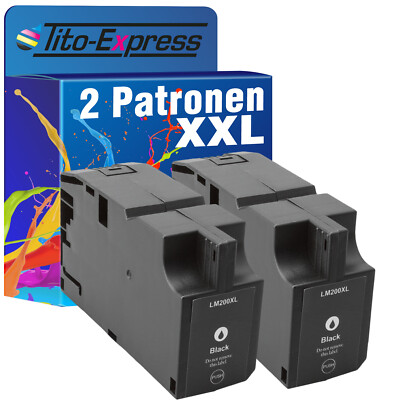 2 Patronen XXL PlatinumSerie für Lexmark 200 XL 210 XL Black Pro 4000 c 5500 400