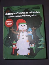 Vivohome 6ft Christmas Inflatable Snowman & Penguins LED Blow-up Yard Lawn vh254