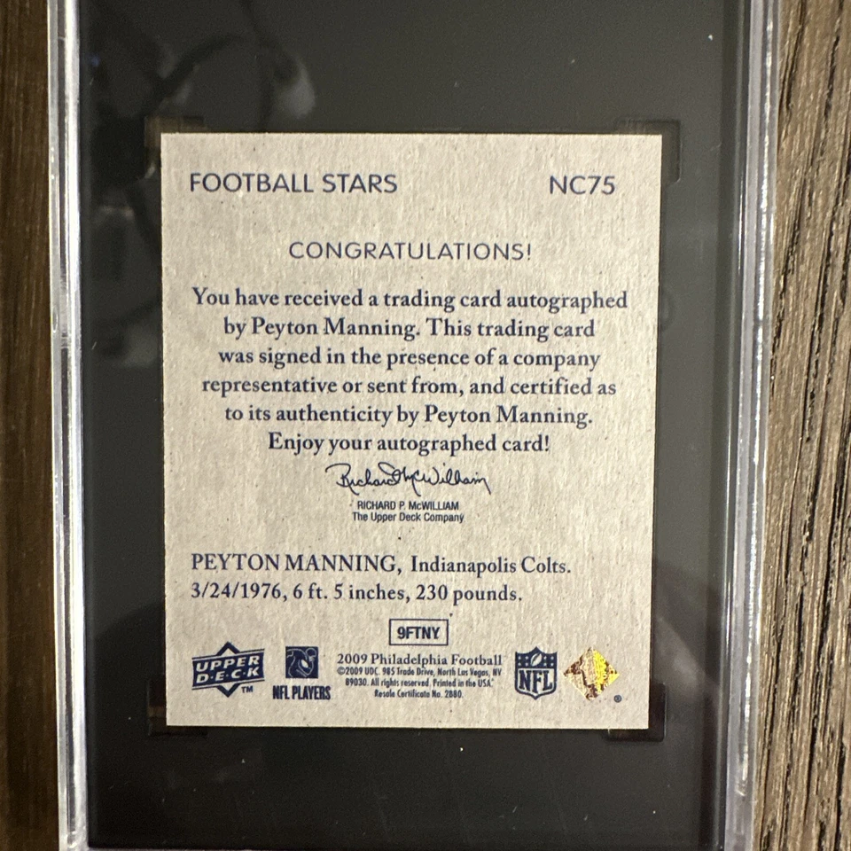 2009 UD Philadelphia National Chicle #NC75 Peyton Manning /18 SGC 10 Only 18!! - Image 2 of 2