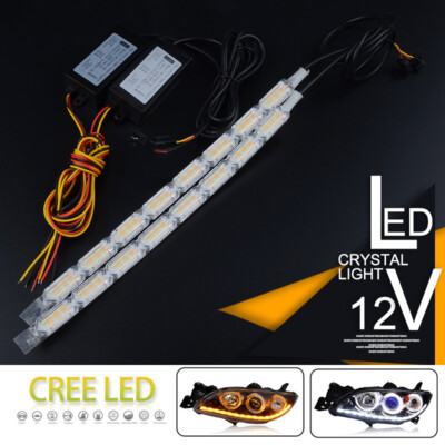 2X 8LED Switchback Car Flexible LED Strip Light DRL Sequential Turn Signal Lamp