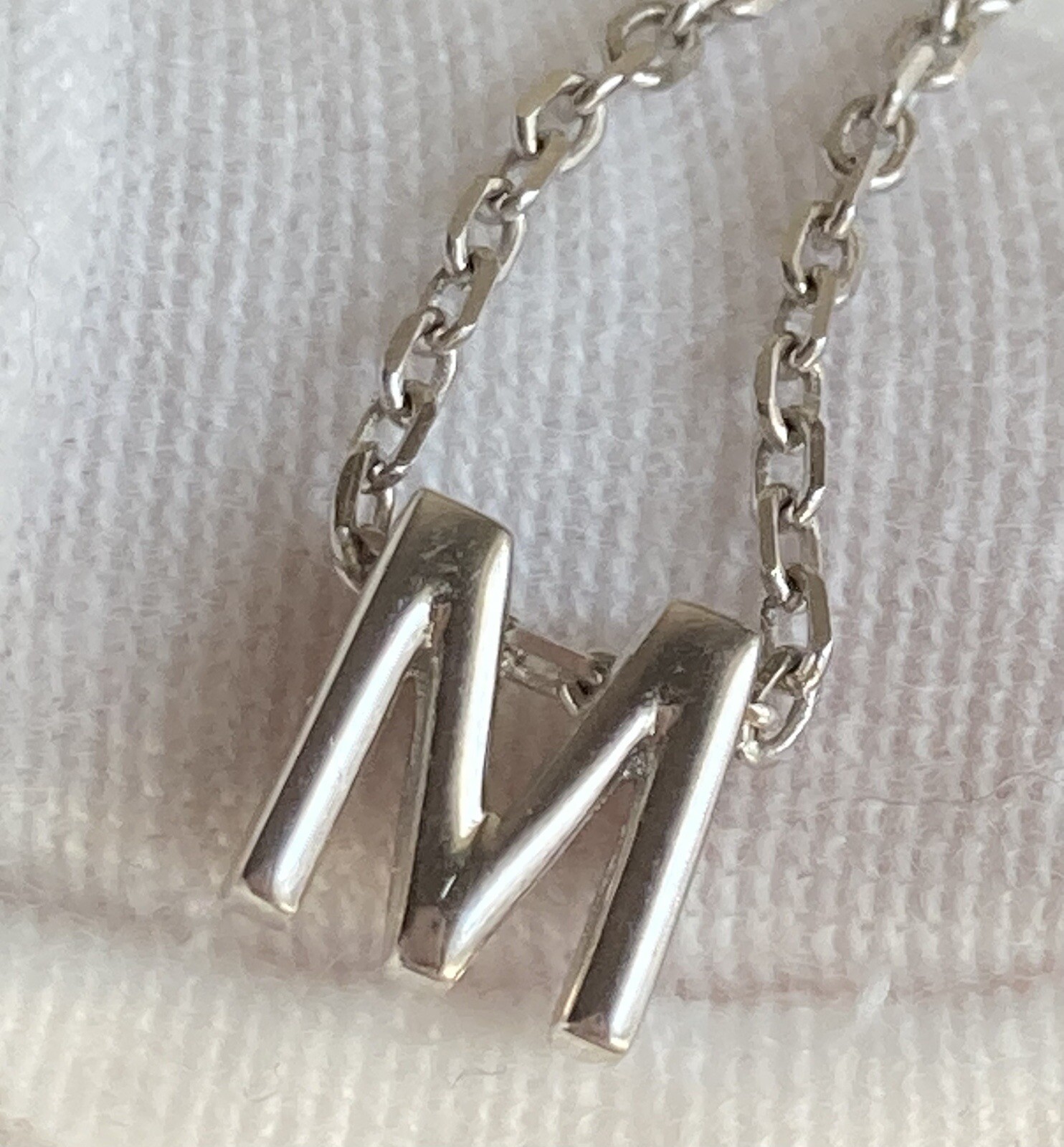 Sterling Silver M Initial Tiny Slide Pendant Char… - image 22