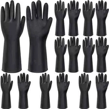 Chumia 8 Pairs Chemical Resistant Latex Gloves Heavy Duty Black Rubber Gloves...