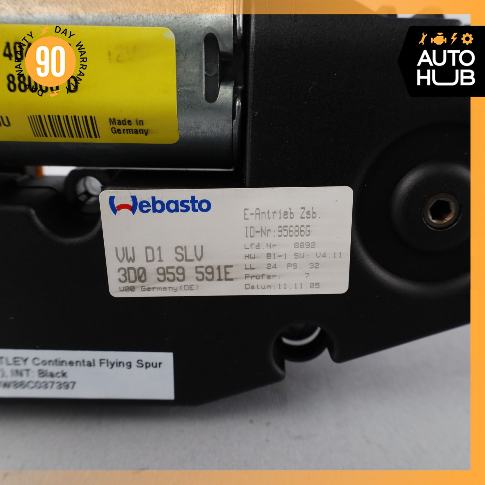 06-18 Bentley Continental Flying Spur Sunroof Sun Roof Motor Right Side OEM 67k