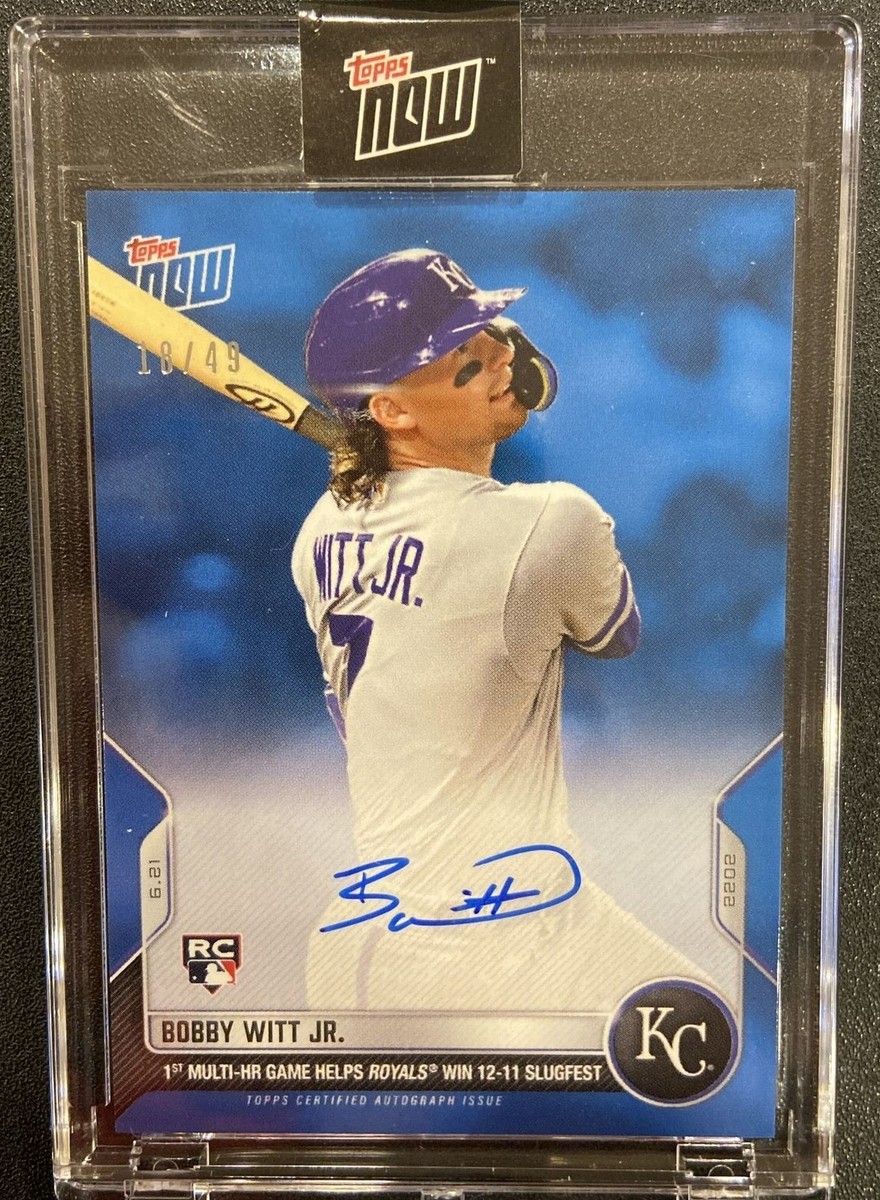 2022 Topps Now Bobby Witt Jr Blue Rookie RC Auto Autograph #18/49 