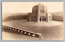 Vista House Columbia River Oregon Highway Real Photo Postcard RPPC 1925-42