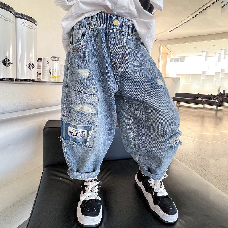 Chunky Sneakers With Baggy Jeans Kids Boys Distressed Jeans
