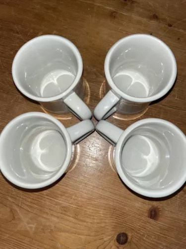 Set 4 Off White Mugs Vintage Heavy Diner Restaurant Ware Coffee Cups