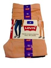 NWT LEVIS YOUTH 2 PACK STRETCH PULL ON JEANS Girls Size 10 Pink Dark Blue