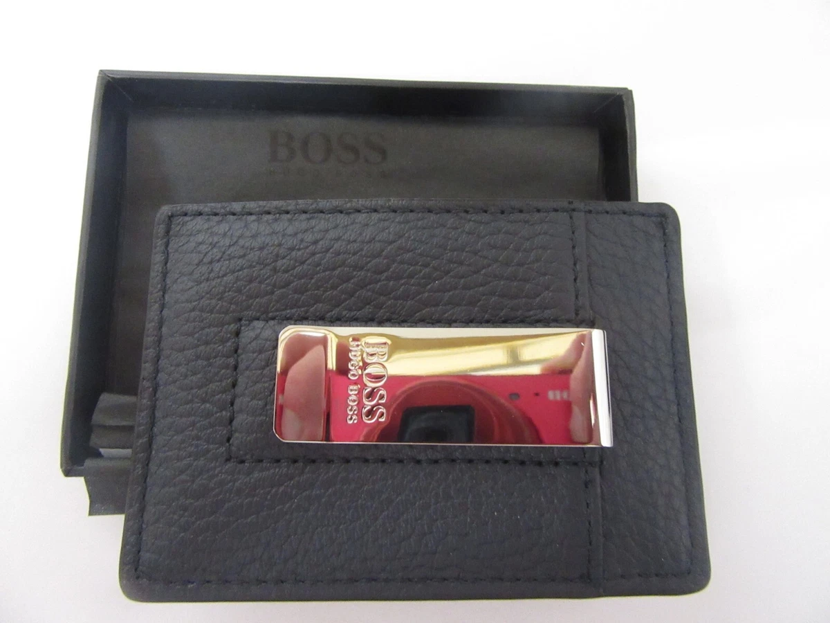 Hugo Boss Crosstown Money Clip Leather Men s Wallet Blue eBay