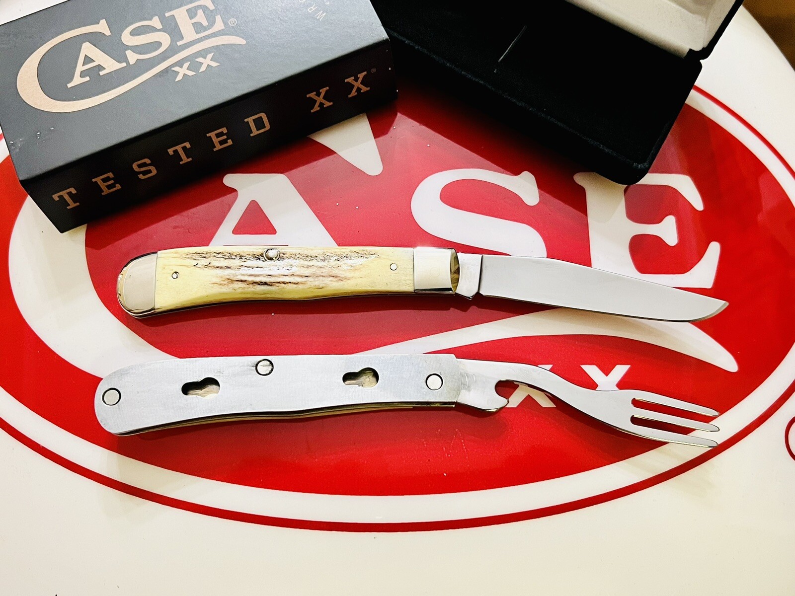 1999 CASE XX V5254 HB TRAPPER HOBO KNIFE VINTAGE SAMBAR INDIA STAG KNIFE + FORK eBay