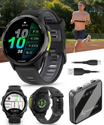 Garmin Forerunner 970 47 mm GPS Running Smartwatch Carbon Gray DLC w/ Power Bank