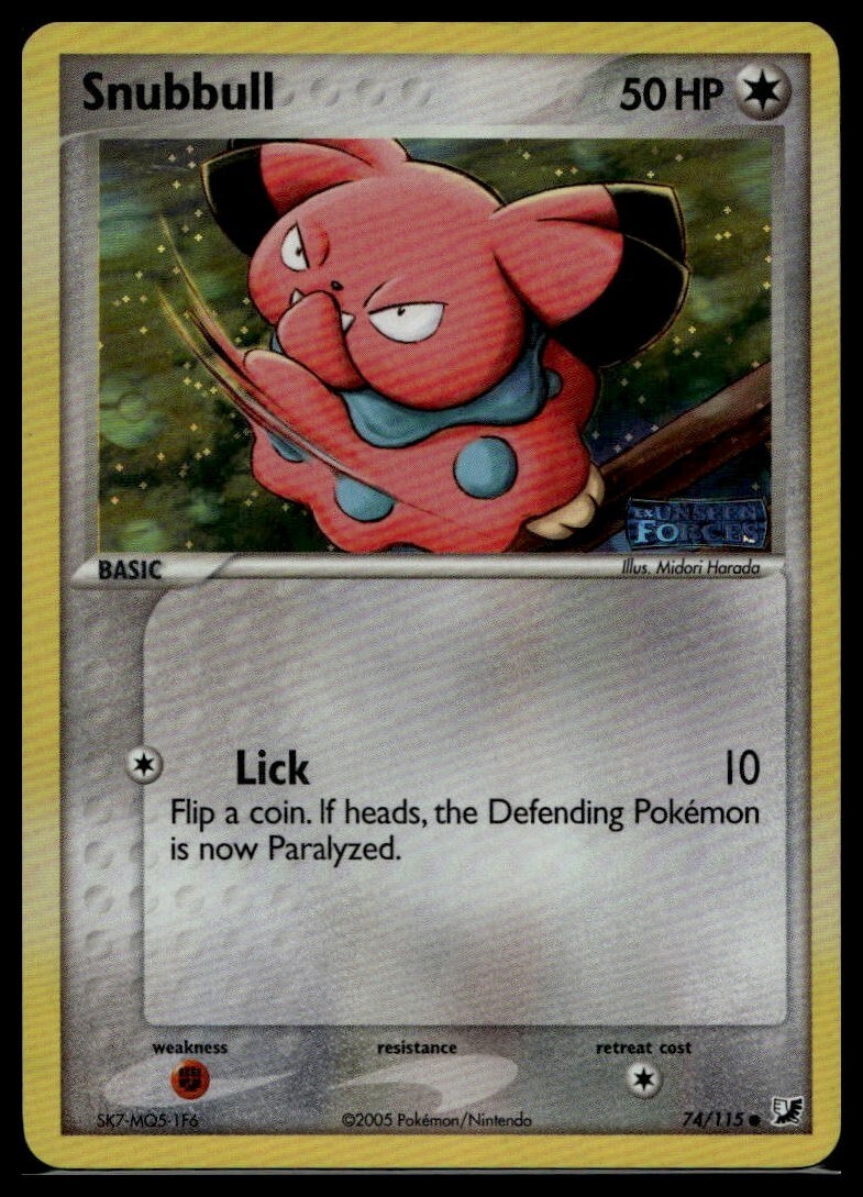 Snubbull 74/115 - Reverse Holo Stamped EX Unseen Forces Pokemon Card