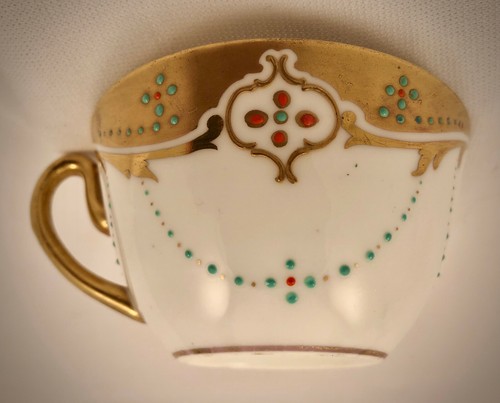 Antique Royal Adderley Tea Cup & Saucer, Jeweled, Art Nouveau - Picture 4 of 10