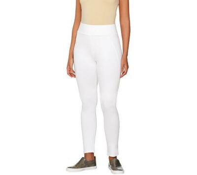 LOGO by Lori Goldstein Size 1XP Petite Ankle Pants with Back Slits in White