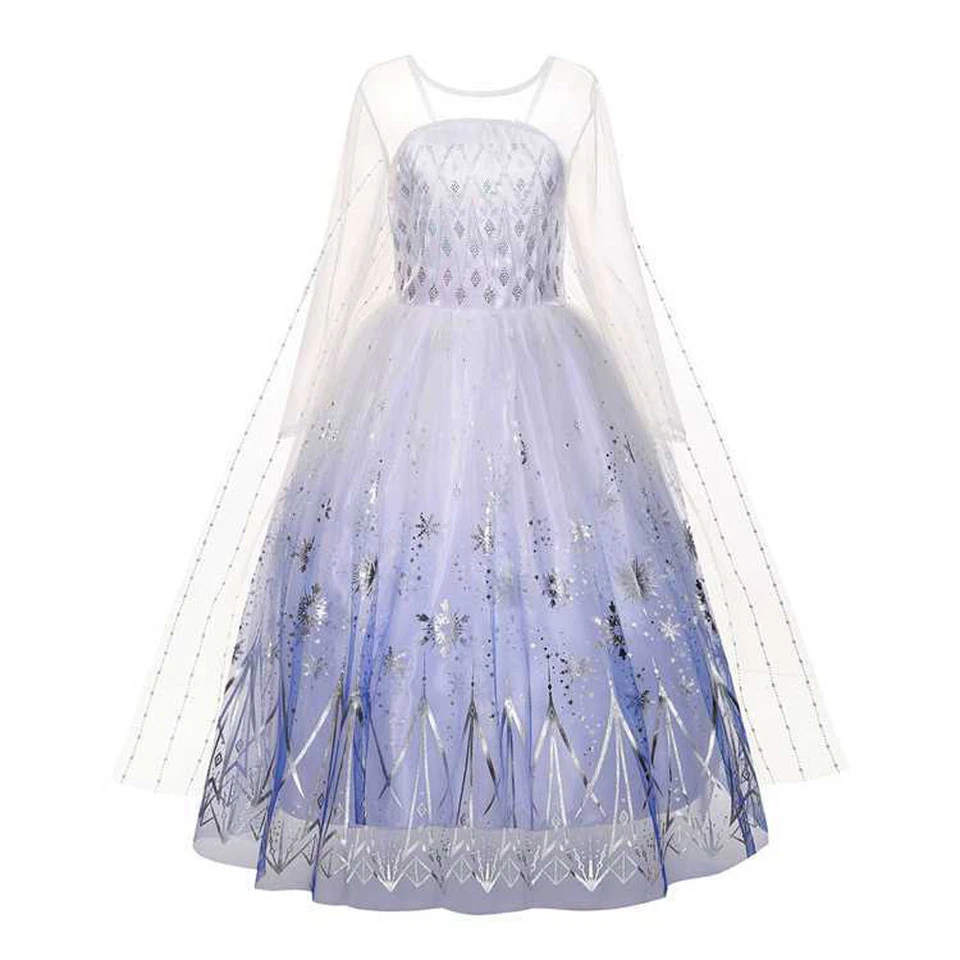 Fantasia de princesa infantil Frozen Snow Queen Trailing Disney vestido de Natal para meninas - Imagem 2 de 4