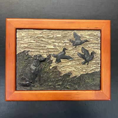 Wood Box Features Hunting Labrador, Ducks Taking Flight Quacks When  Opening