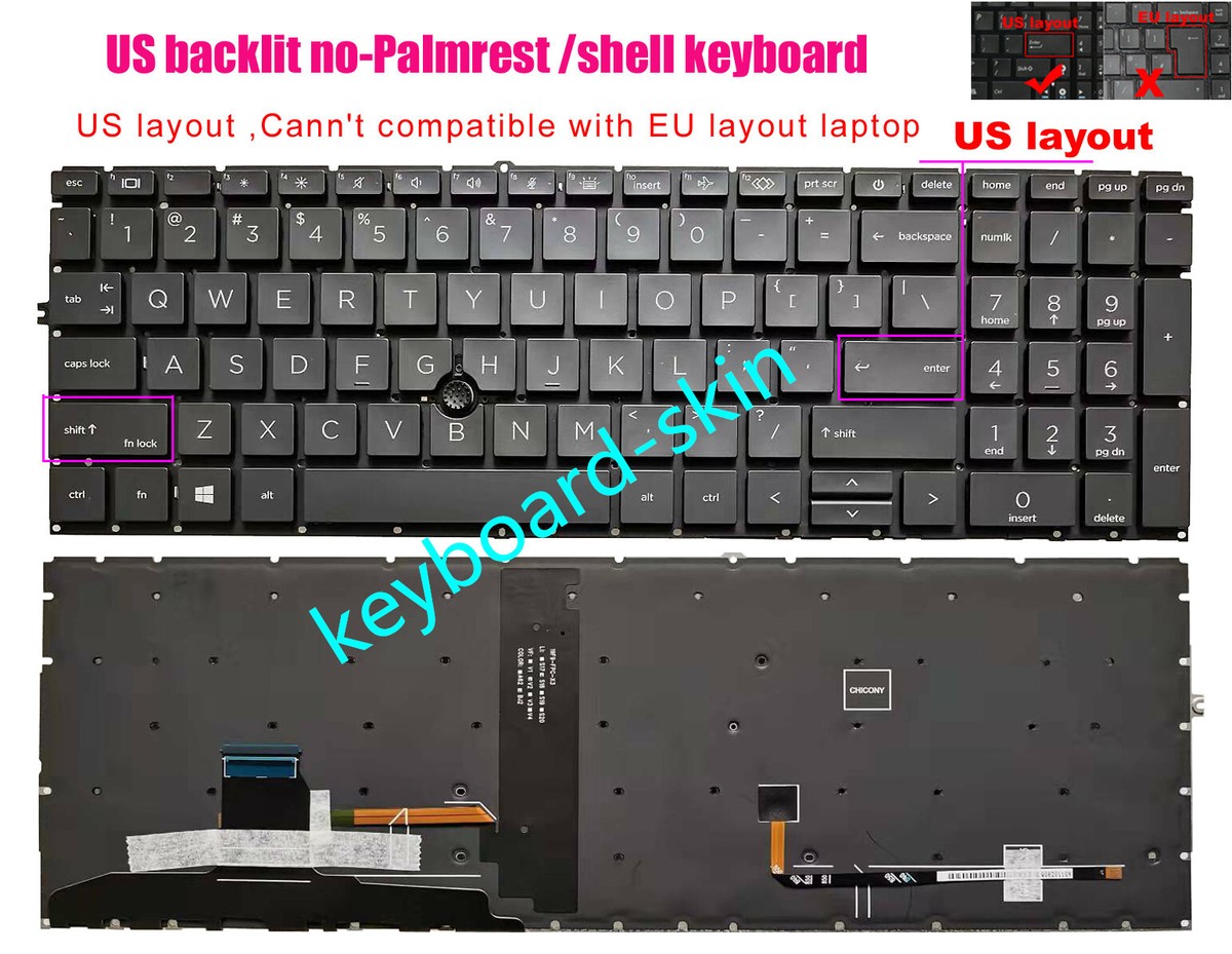 US Keyboard For HP 850 855 G7 G8 Zbook Firefly 15 G7 G8,HSN-136C-5