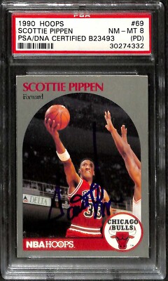 Scottie Pippen Chicago Bulls 1990 Hoops #69 Signed Card NM-MT 8