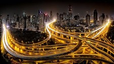 Landscape shanghai cityscape skyscraper lights urban Custom Gaming Mat Desk