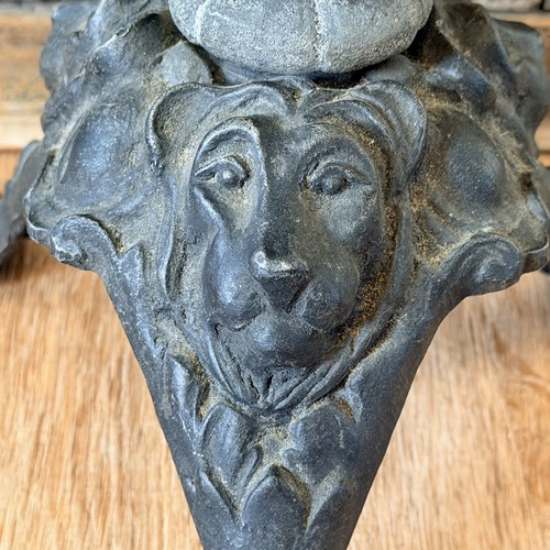 Vintage Replogle 9" Reliefkugel Löwenkopf Pfote Gothic Bibliothek Metallsockel - Bild 6 von 21