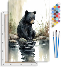 Bear Paint by Numbers for Adults with Frame, Bear Adult Paint by Numbers Canvas