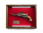 Gun Display Case LARGE LED Light Walnut Wood Handgun Pistol Revolver Shadow Box