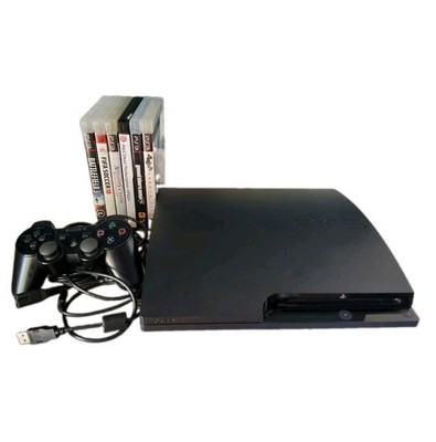 Sony PlayStation 3 PS3 Slim 300G Bundle 6 Games, Controller & Wires TESTED 