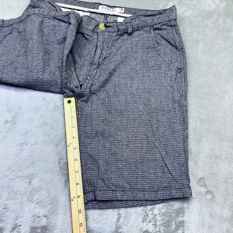 Pantalones Cortos Para Hombre Ezekiel Talla 32 Se Ajusta 33" Azul Gris Estampado Frente Plano Informales Foto 3 de 4