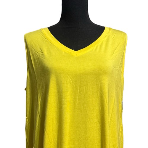 ZENANA Women’s Tank Top Plus Size 3X NWT V-Neck High-Low Hem Yellow Stretch Soft - Picture 3 of 5