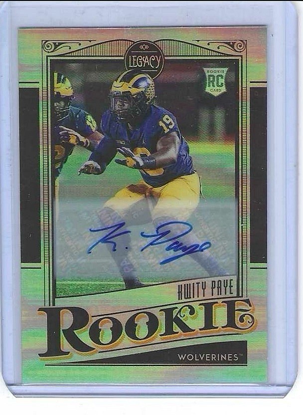 2021 Panini Legacy Kwity Paye Rookie Auto Michigan Wolverines Las Vegas Raiders