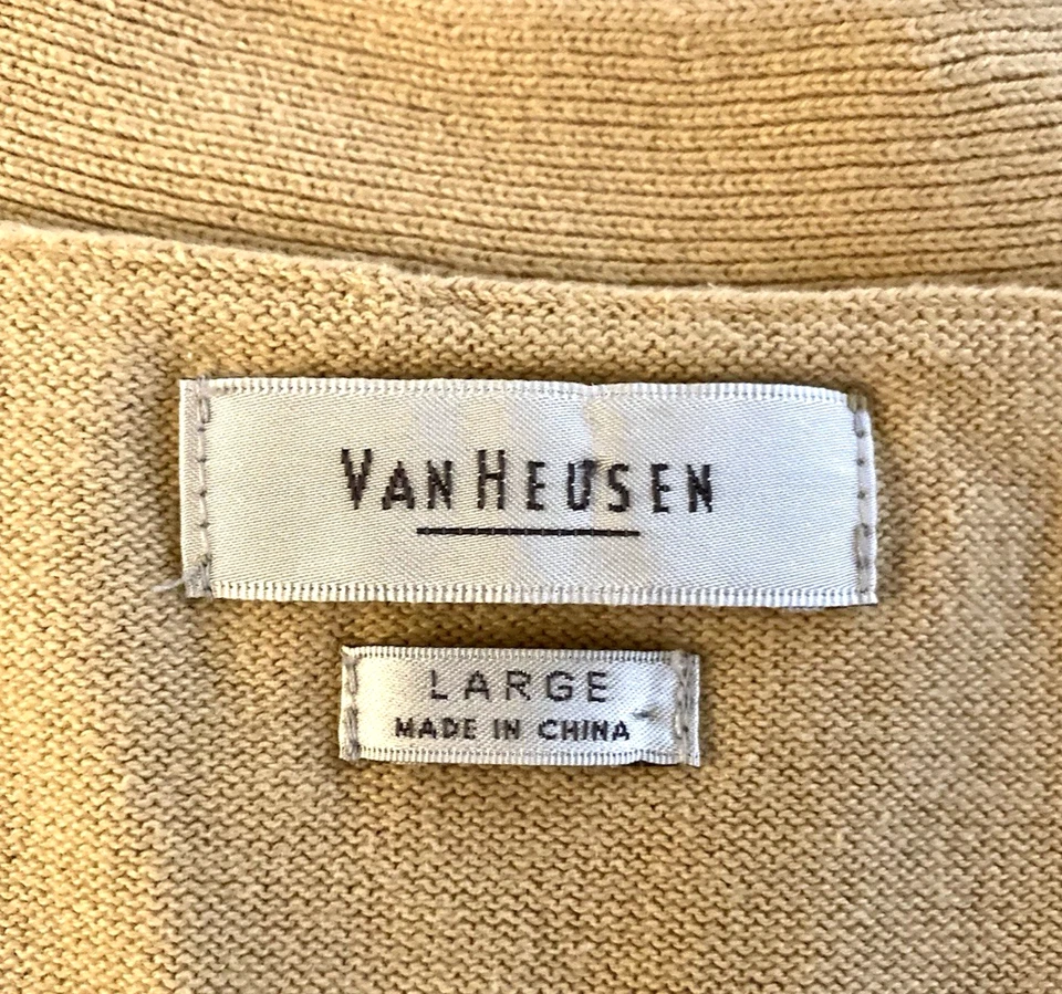 Cárdigan suéter para mujer Van Heusen talla grande tostado argyle cuello en V preppy Foto 3 de 4