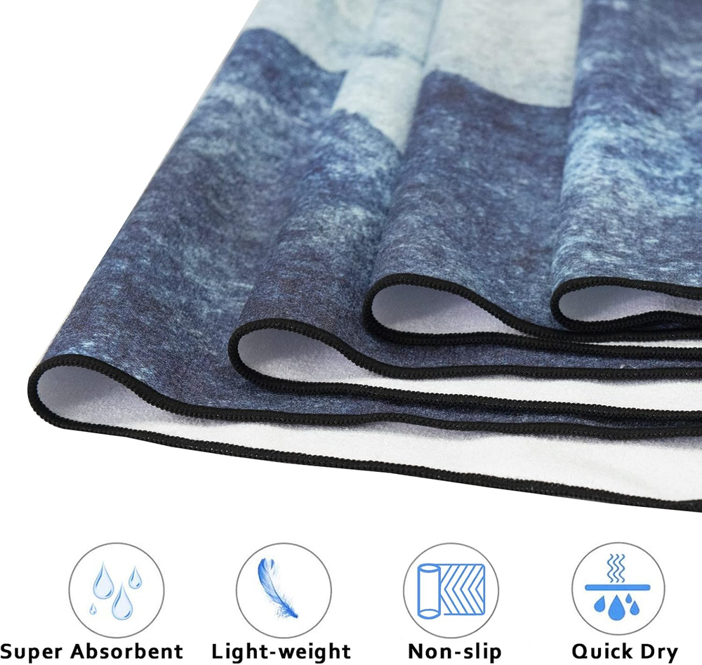 Non-slip sweat-absorbent hot yoga mat towel with corner pockets
