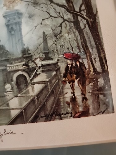 Stampa litografata Maurice Legendre "Paris Pont Alexandre III Sous La Pluie" - Foto 6 di 12