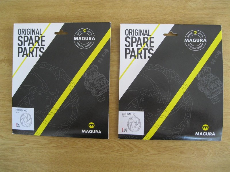 2 X MAGURA STORM HC 160mm 6-BOLT ISO DISC BRAKE ROTORS IN EXCELLENT CONDITION