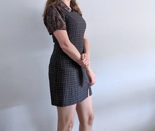 Sleeveless Tweed Pinafore Dress - Vintage Accomplice - 90's Plaid - Fits Medium