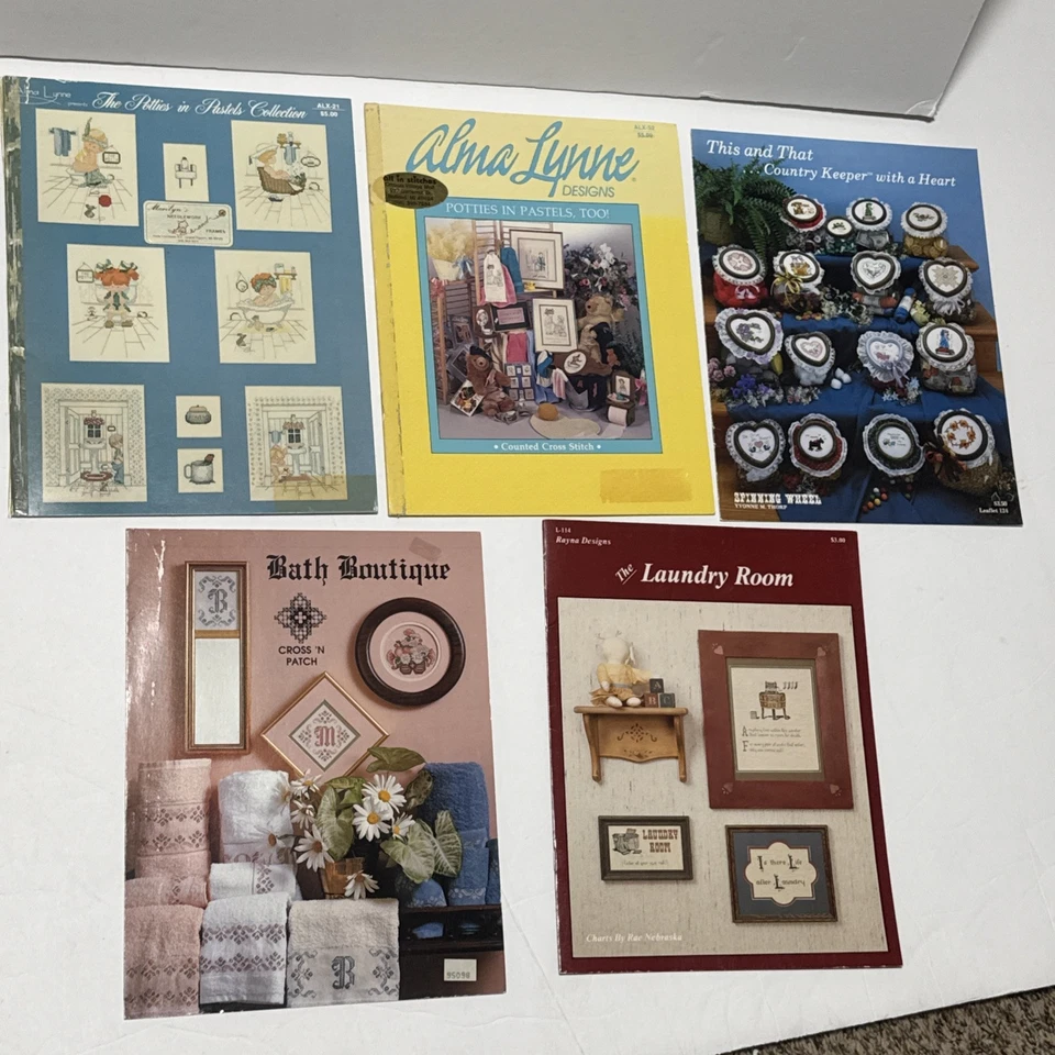 Lot of  14 Vintage Designs Cross-Stitch Alphabet, Borders, Monograms, Kitchen - Image 2 of 4