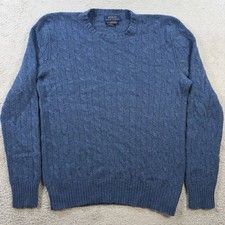 Polo Ralph Lauren Sweater Mens Medium Blue 100 Cashmere Cable Knit Crewneck