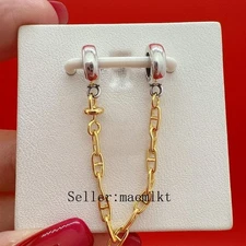 New 925 sterling silver Elongated Safety Chain,Charm for bracelet