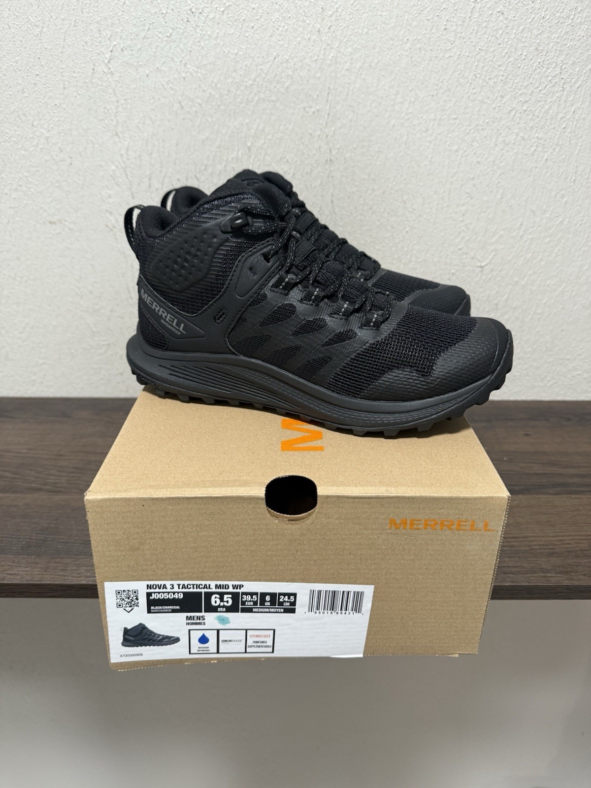 STIVALI NUOVI CON SCATOLA UOMO MERRELL NOVA 3 TACTICAL MID IMPERMEABILI J005049 NERI 6 5 M