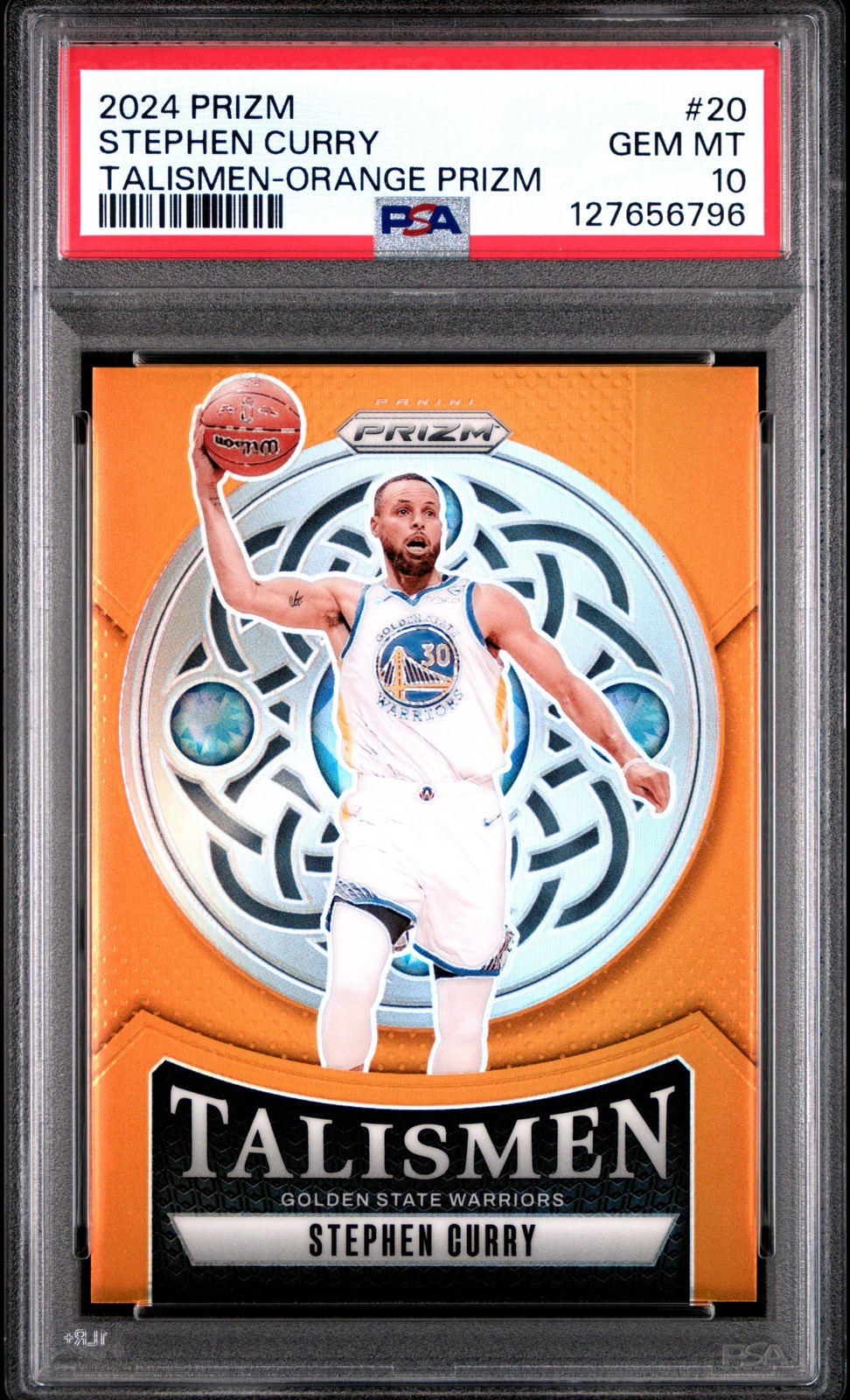 2024-25 Panini Prizm - Talismen Stephen Curry #20 Orange Prizm /49 PSA 10