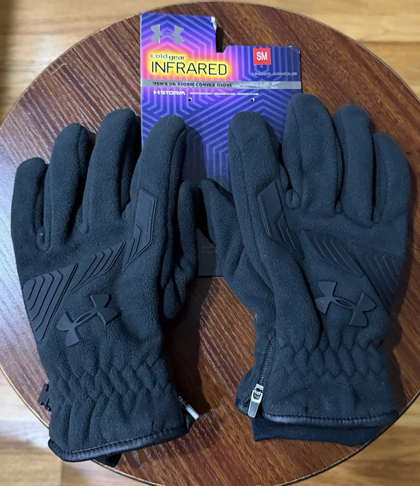 Under Armour Black ColdGear Infrared Men's Fleece Zipper Gloves - Size S/M