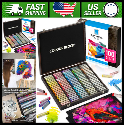 COLOUR BLOCK Soft Pastel Set 100 Colors in Wooden Box for Artists