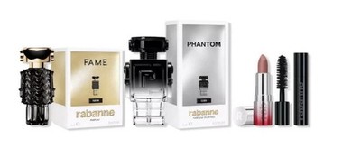 Paco Rabanne Fame Perfum, Phantom Elixir, Rockstar Mascara, Famous Lipstick NEW