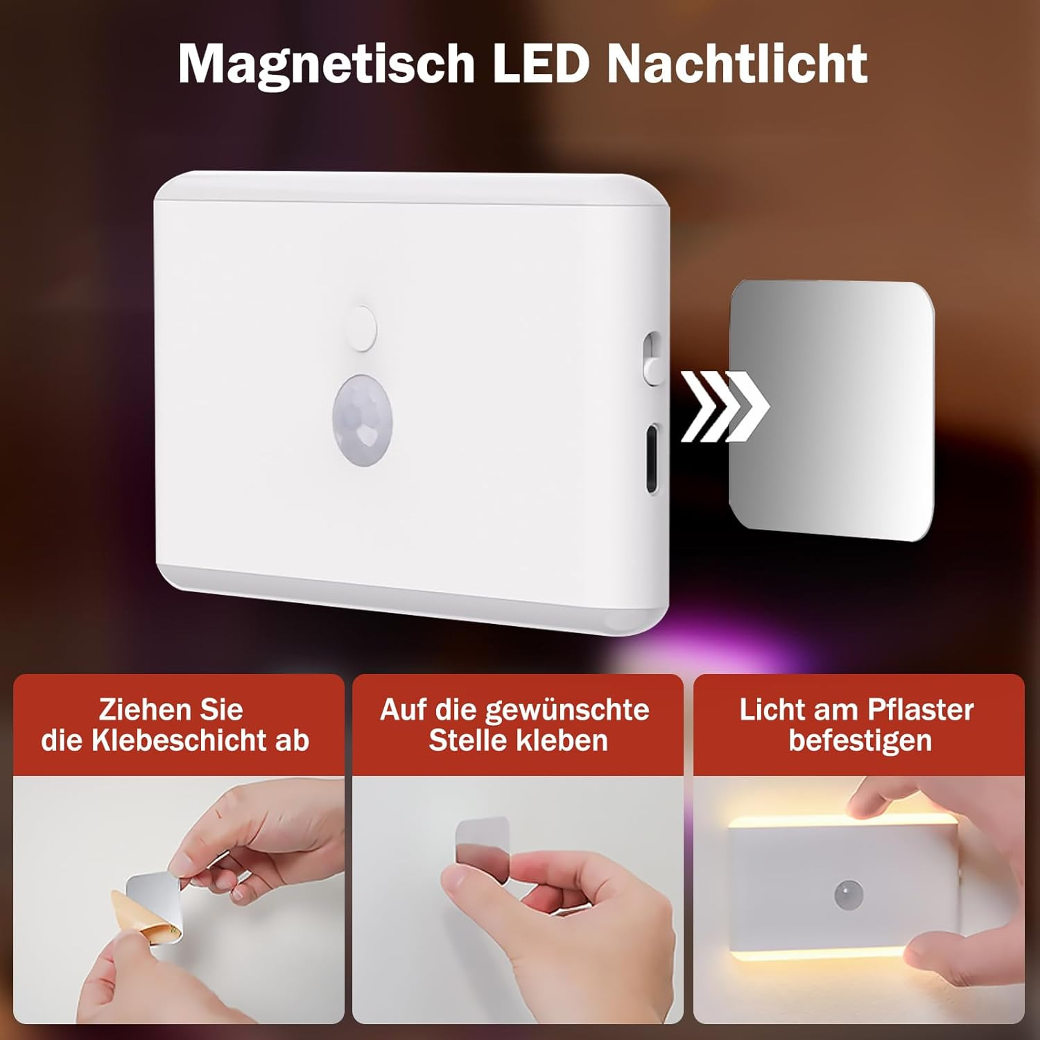 Luce Notturna LED RGB Design Mini: Illuminazione d'Atmosfera Ricaricabile - 4