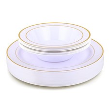 40Pcs Disposable Soup Bowls and Plastic Plates Disposable, 20Pcs 7.5 inch Pla...