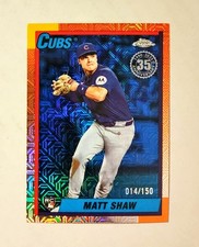 Matt Shaw 2025 Topps Chrome RC Silver Pack BLUE REFRACTOR 014/150 Cubs 1990 W6