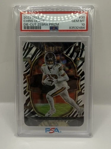 2022 Panini Select Chris Olave #30 Concourse Die-Cut Zebra Prizm PSA 10