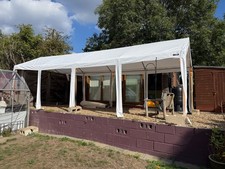8x3m PE450 White Marquee Tent, Window Sidewalls, ratchet straps, & storage bags