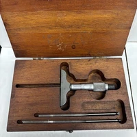 L.S. Starrett Tools USA Depth Micrometer Gauge 449 in Original Wood Case w/ Rods