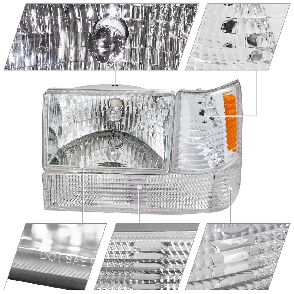 Fits 1993-1996 Jeep Grand Cherokee Headlights+Corner+Bumper Lamps 6PC 93-96 - Изображение 4 из 4